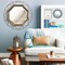 Decorative Antique Gold 28.3" Geometric Metal Wire Frame Hanging Wall Mirror with Mounting Brackets, Modern Decor for the Living Room, Bedroom, Bathroom, Hallway, and Entryway